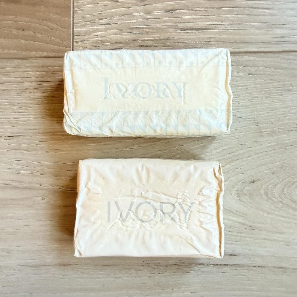 Vintage Ivory Soap Bars Set of 2 NOS White and Blue Wrapper